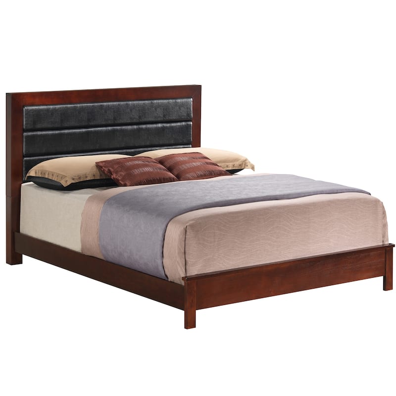 Padded Upholstered Panel Queen Bed - 87" - Brown and Black
