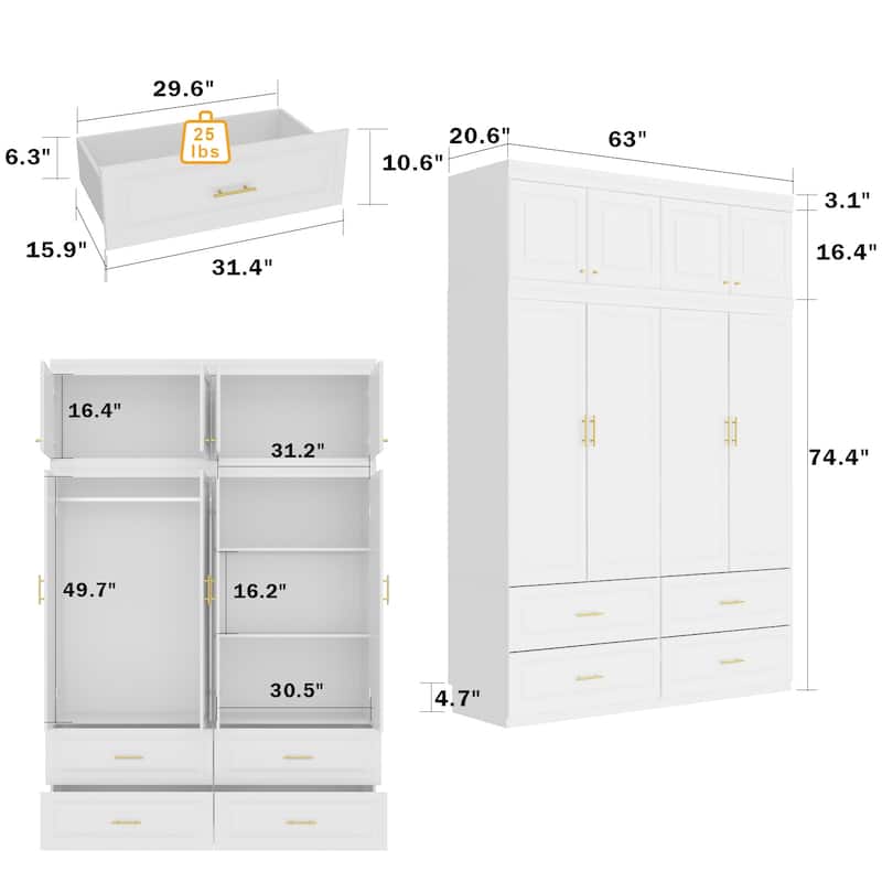 Armoires Wardrobes Hanging Drawers Home Storage Cabinet Combo Dresser