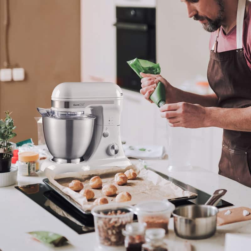 Anmytek 4.8QT 12-Speed Tilt-Head Electric Stand Mixer - Rotary Knob, Dough Hook/Whisk/Beater/Bowl