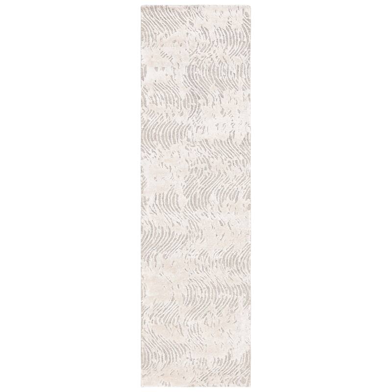 SAFAVIEH Handmade Glamour Zauresh Modern Wool Rug - 2'3" x 8' Runner - Grey/Ivory