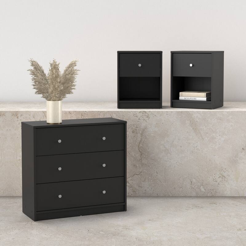 Porch & Den Zoe 3-Piece Bedroom Set - Chest And Nightstand Set Of 2 - Black