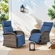 preview thumbnail 29 of 82, Pocassy Reclining Patio Chair with Adjustable Backrest 2 Swivel Chairs - Blue Cushion