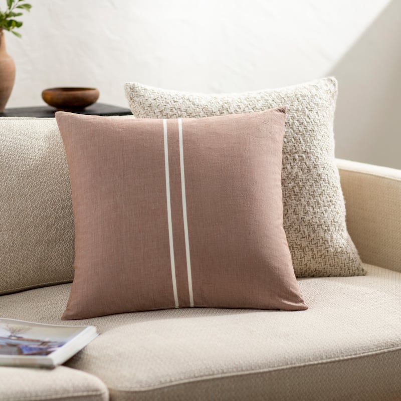 Artistic Weavers Ranchi Rustic Stripe Accent Pillow - 20"L x 20"W - Polyester - Taupe