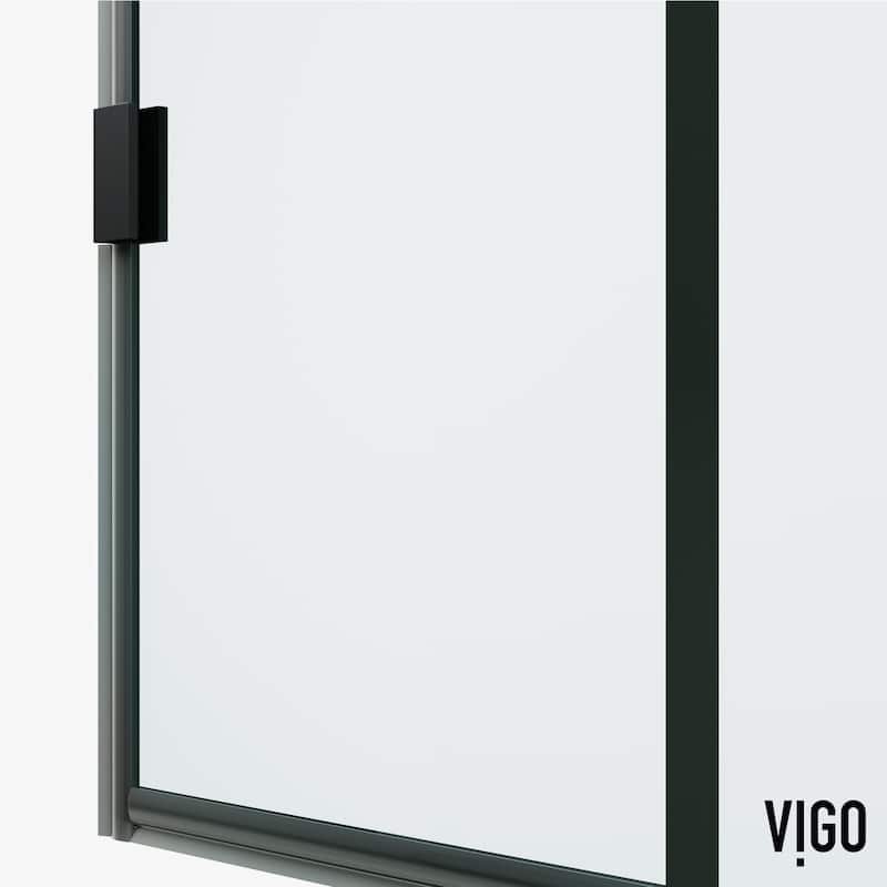 VIGO Arden 34" W x 78" H Framed Fixed Shower Screen in Matte Black