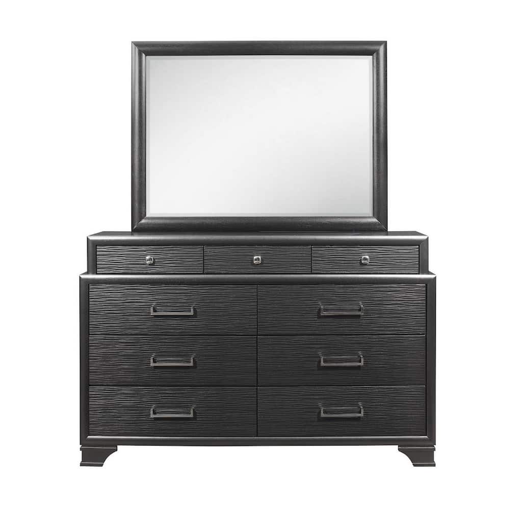 HomeRoots 59" Gray Solid Wood Nine Drawer Double Dresser