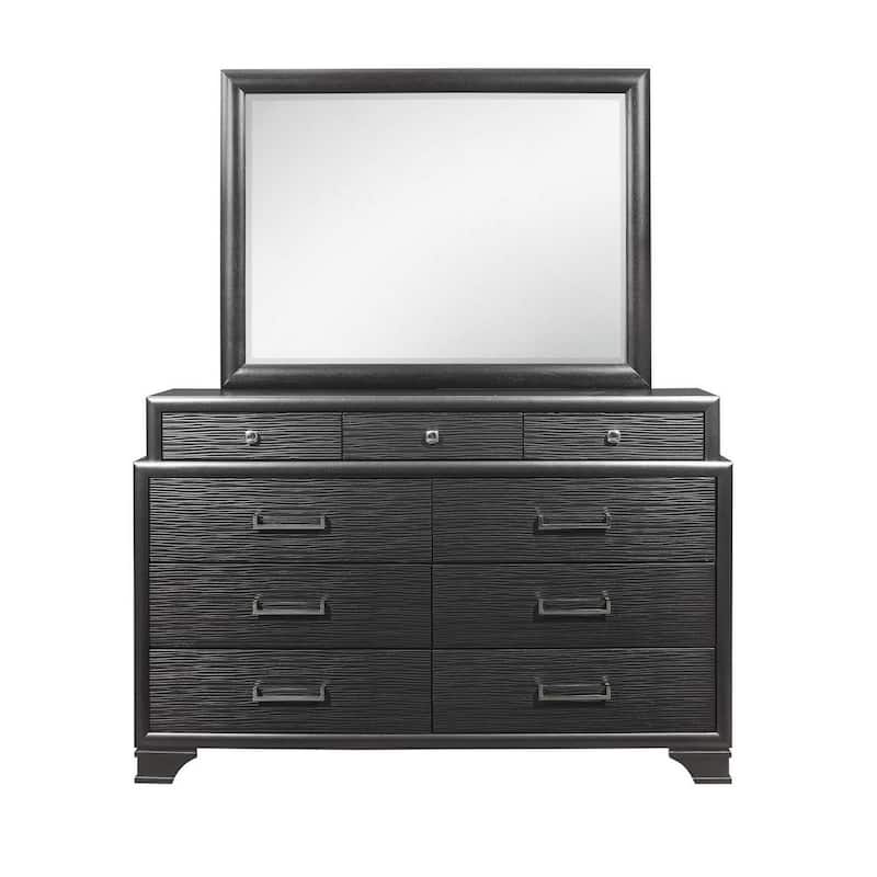 HomeRoots 35" Dark Gray Wood Framed Mounted Dresser Mirror - Grey