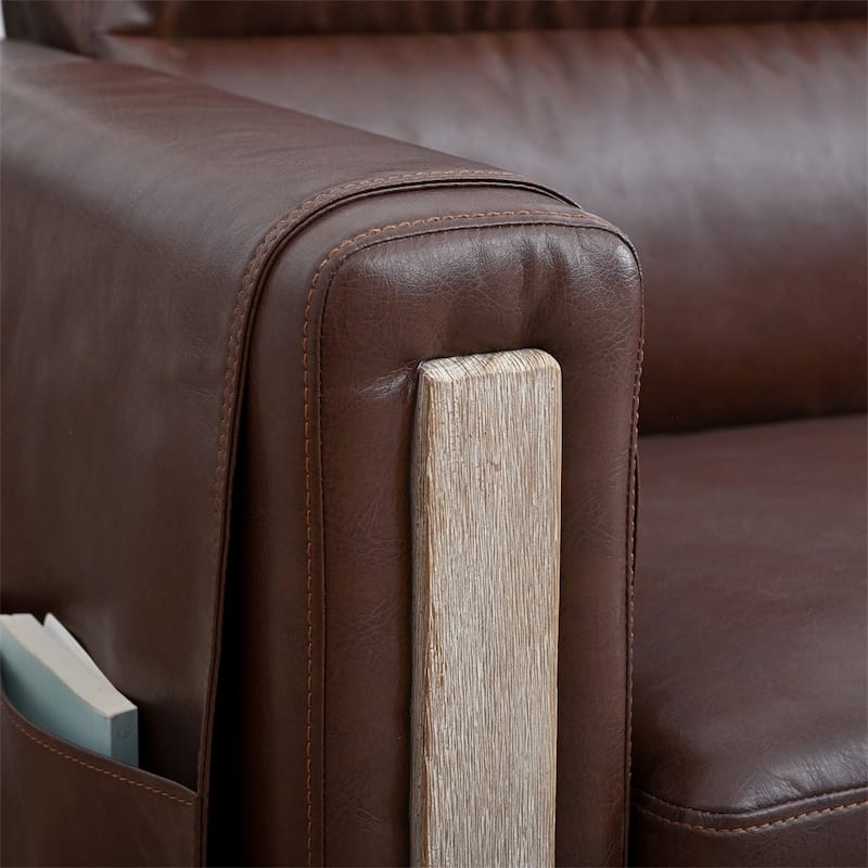 Comfortable Solid Wood Three-Seater Sofa with Soft Cushions