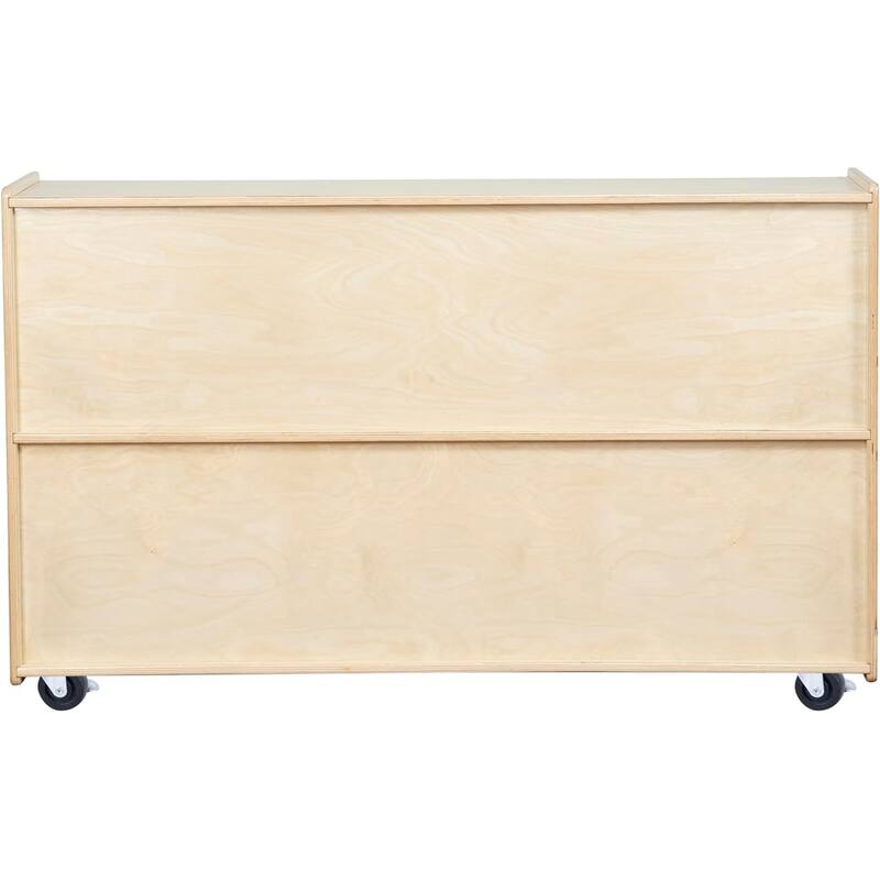 RRI Goods 2 Shelf Montessori Horizontal Bookcase with Wheels, Wooden BookShelf Organizer Kids Supplies Storage Unit