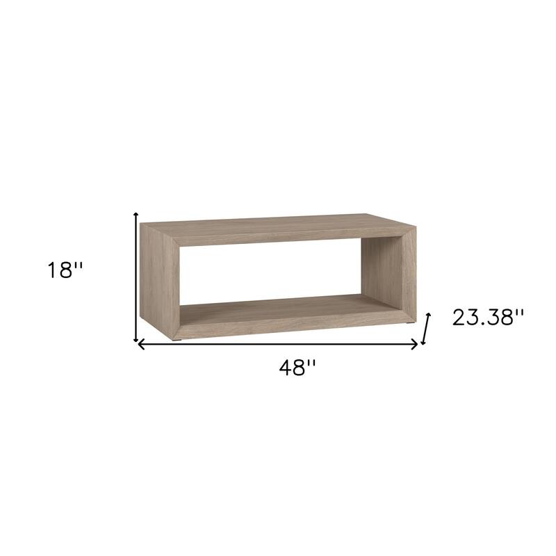 48" Coffee Table with Shelf for Living Room Storage and Display - 48" x 23.38" x 18"