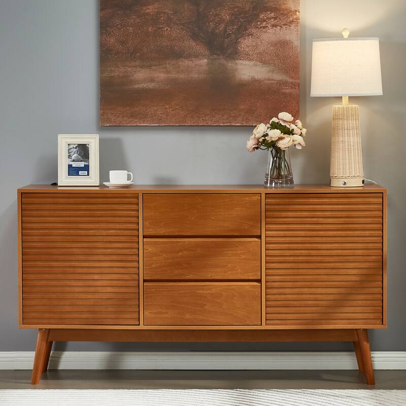 Modern Wood TV Stand, Entertainment Center for TVs up to 65", Sideboard Buffet Cabinet Credenza
