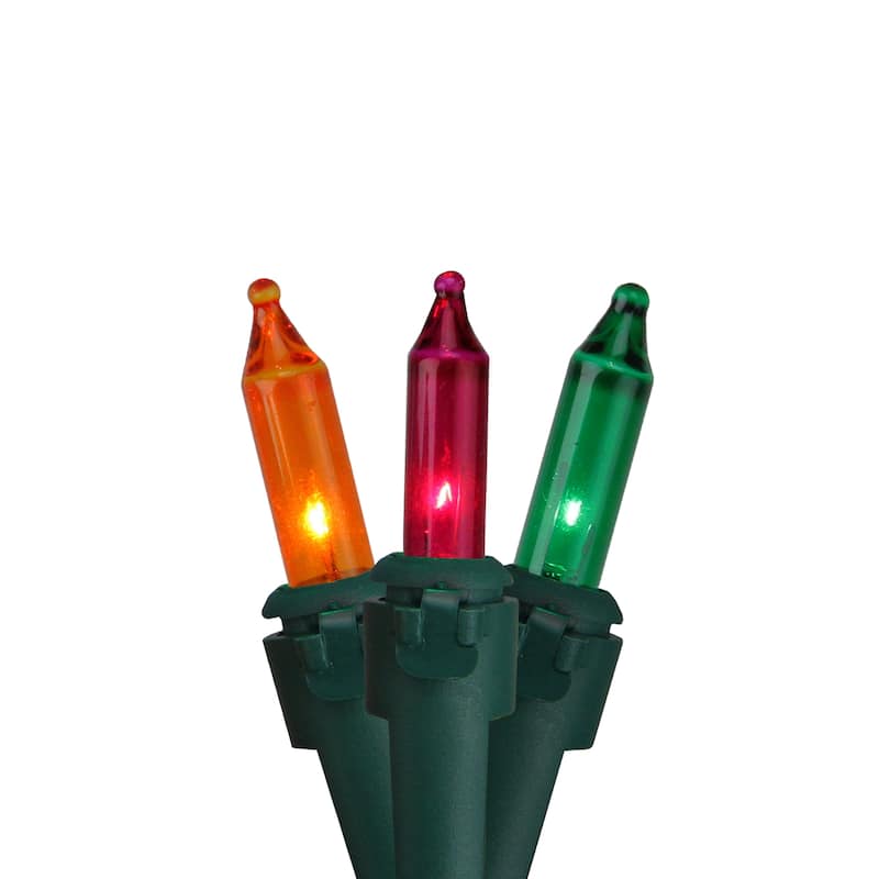 50-Count Multicolor Mardi Gras Mini Light Set 10ft Green Wire - 10'