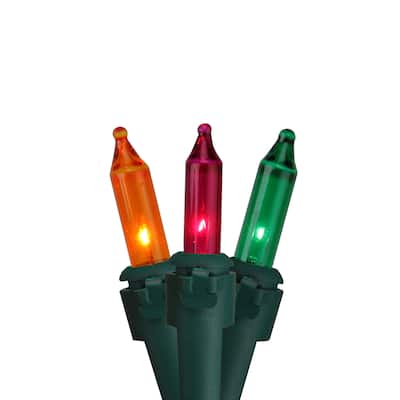 50-Count Multicolor Mardi Gras Mini Light Set 10ft Green Wire - 10'