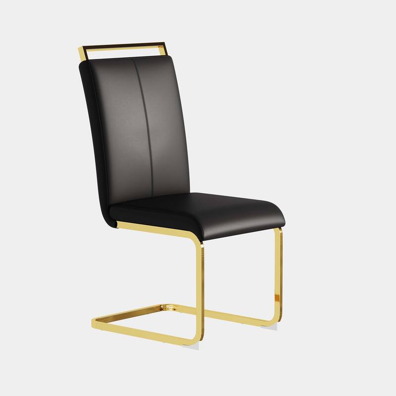 A set of 4 artificial leather dining chairs