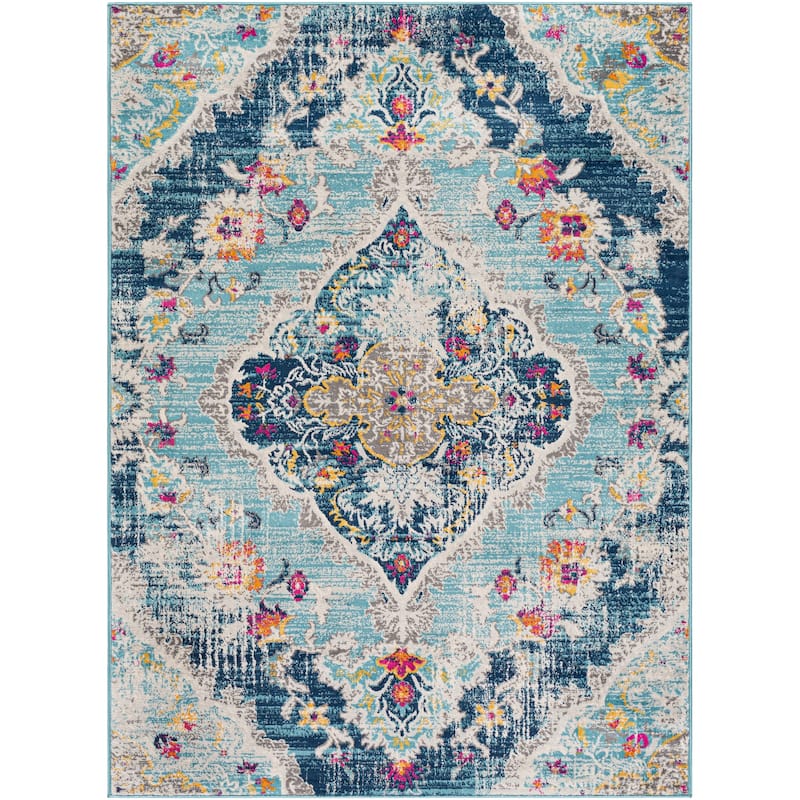 Livabliss Mannie Distressed Boho Medallion Area Rug