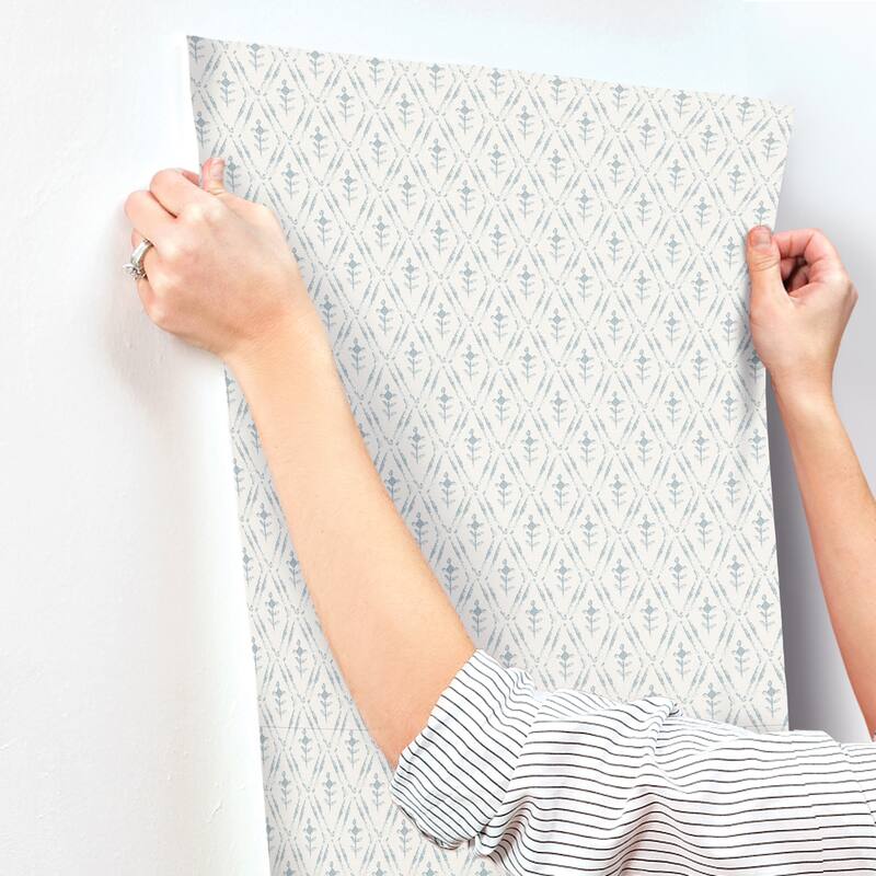 Chris Loves Julia x A-Street Prints Tillie Blue Diamond Floral Wallpaper