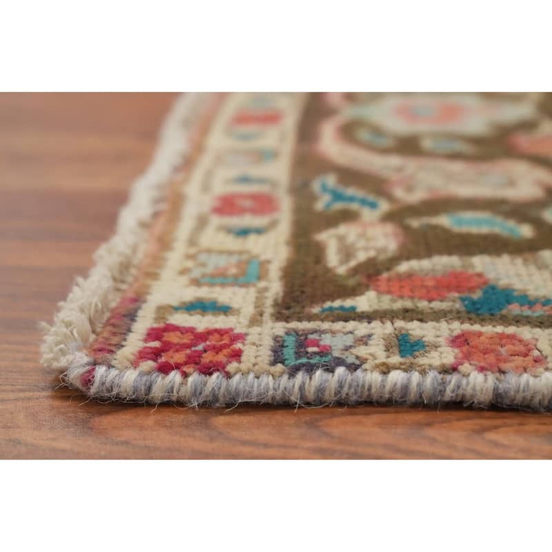 Hand Knotted Oriental 100% Wool Carpet Traditional Floral Brown Tabriz Area Rug - 6' 2'' X 4' 5''