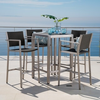 Cape Coral Outdoor 5-piece Aluminum Square Bar Set by Christopher Knight Home