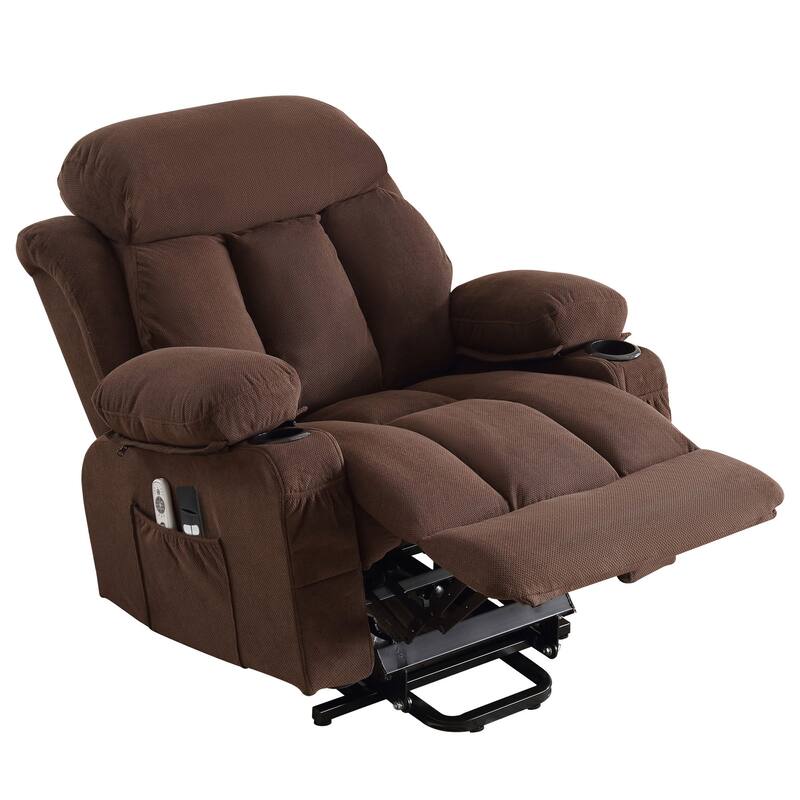 Power Lift Velvet Recliner Chair w/Heat and Massage & USB Charge Port
