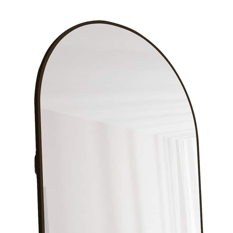 Roomfitters Arched Wall Mirror with Black Aluminum Frame, 59.8"x16.5" Full Length Floor or Vanity Mirror, Black