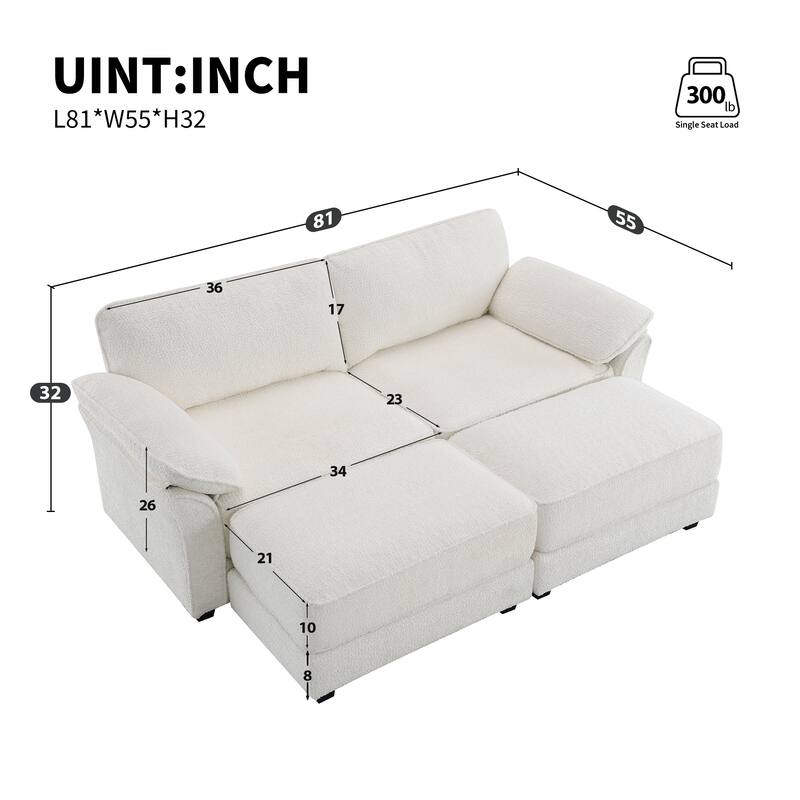 81" Modular Convertible Sectional Sofa Bed Set