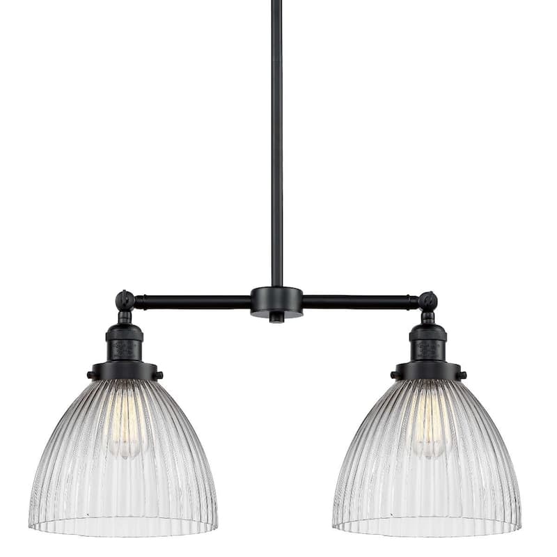 Innovations Lighting Seneca Falls 2 Light 21" Wide Linear Chandelier - Oil Rubbed Bronze / Clear Halophane