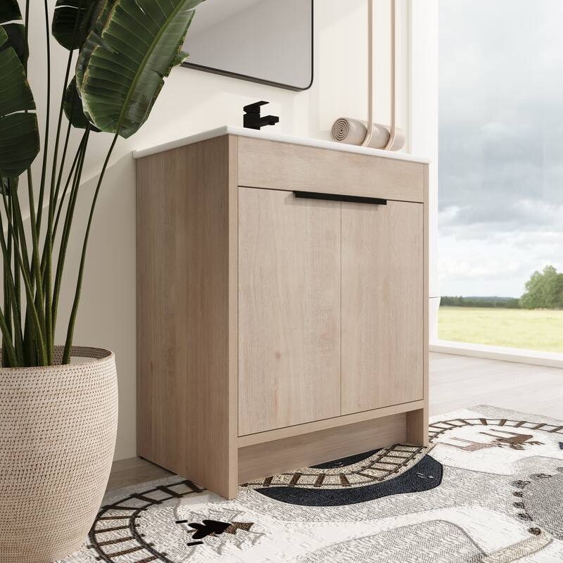 Malwee 24"/30"/36" FreeStanding Bathroom Vanity, Floor Stand Bathroom Vanity with Sink,Soft Close Door and Adjustable shelf