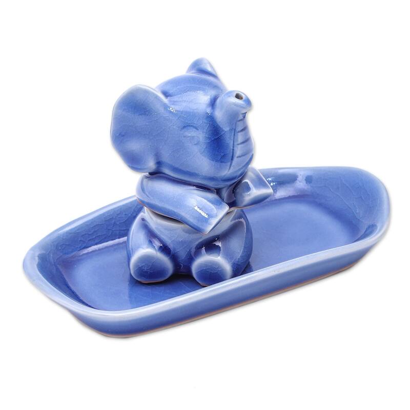 Novica Handmade Magic Elephant In Blue Salt And Pepper Set (3 Pieces)
