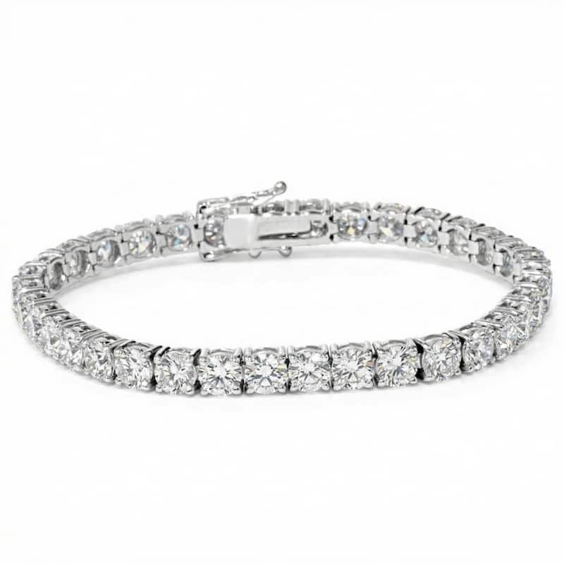 Bliss Diamond 9 ct Round Lab Grown Diamond Tennis Bracelet White Gold 7" - White - 7 Inch