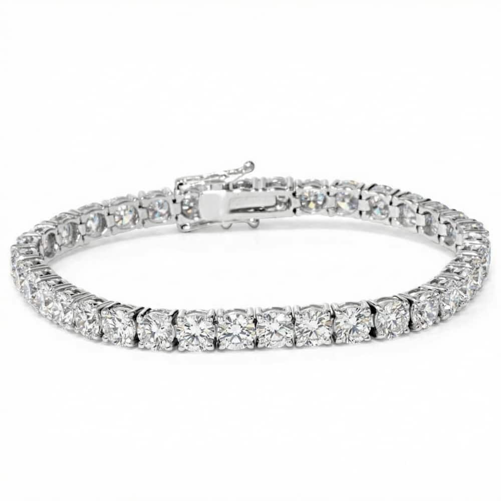 Bliss Diamond 9 ct Round Lab Grown Diamond Tennis Bracelet White Gold 7"