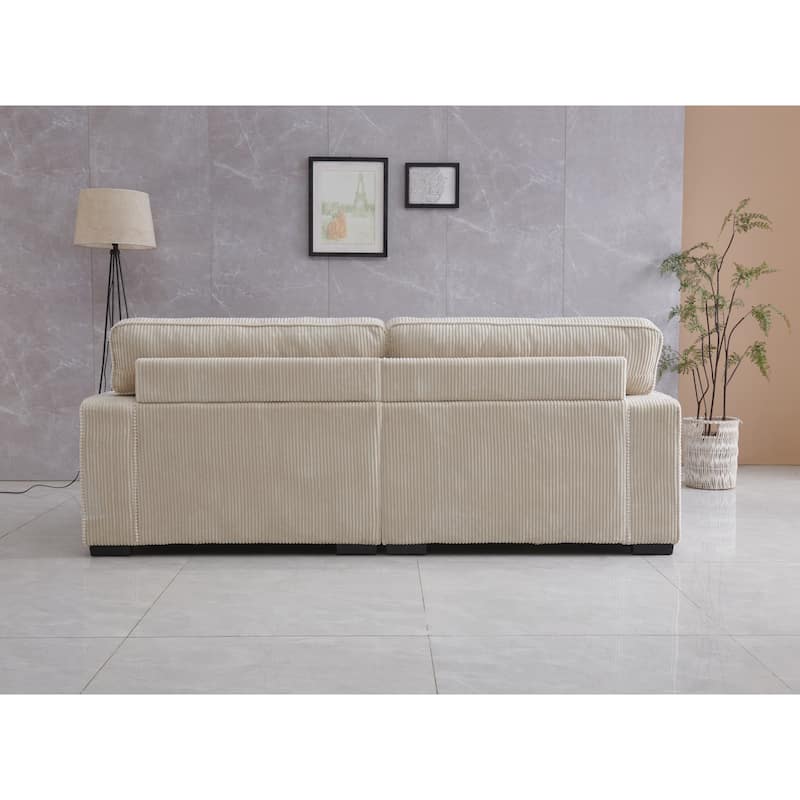 Velvet Upholstered Loveseat Sofa, Couch Settee with Adjustable Headrest, 2 Seater Sofa with Square Armrest and Wood Frame