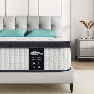 12" Hybrid Mattress – Bamboo Charcoal Foam, 5-Zone Pocket Coils, CertiPUR-US® Certified, Medium Firm Support