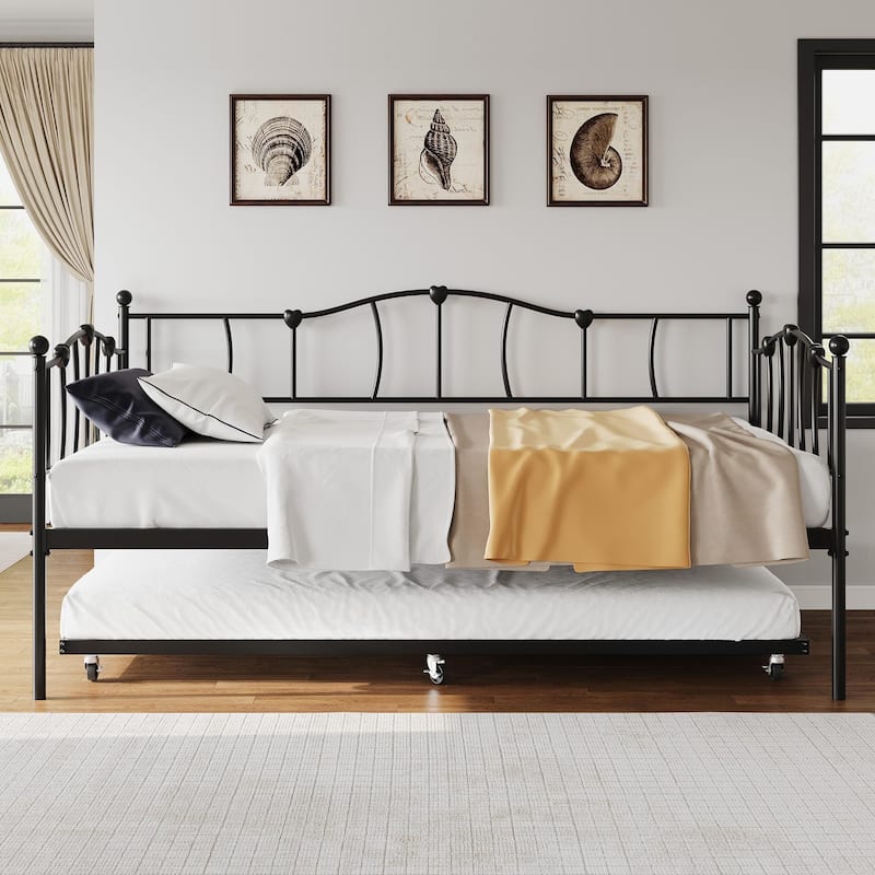 Daybed with Trundle Bed, Love-Heart Headboard