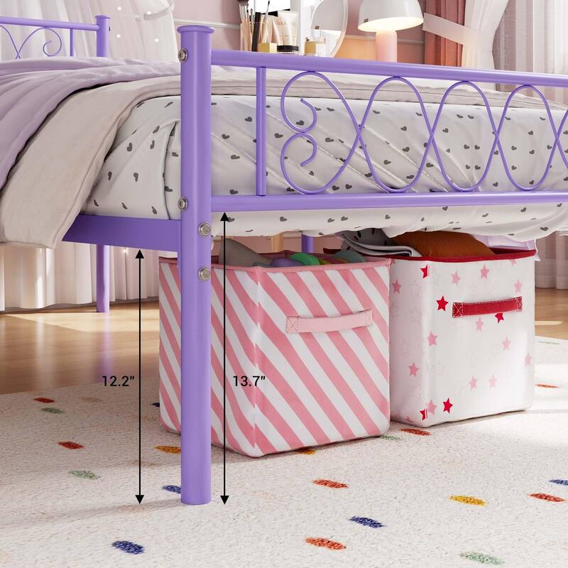 Bed Frame with Headboard and Footboard for Girls and Boys