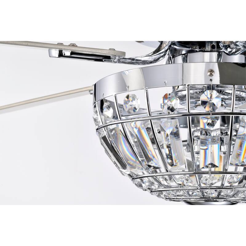 Alora 52 Inch Chrome Polished Finish Glam-Modern Style Crystal Ceiling Fan with Remote