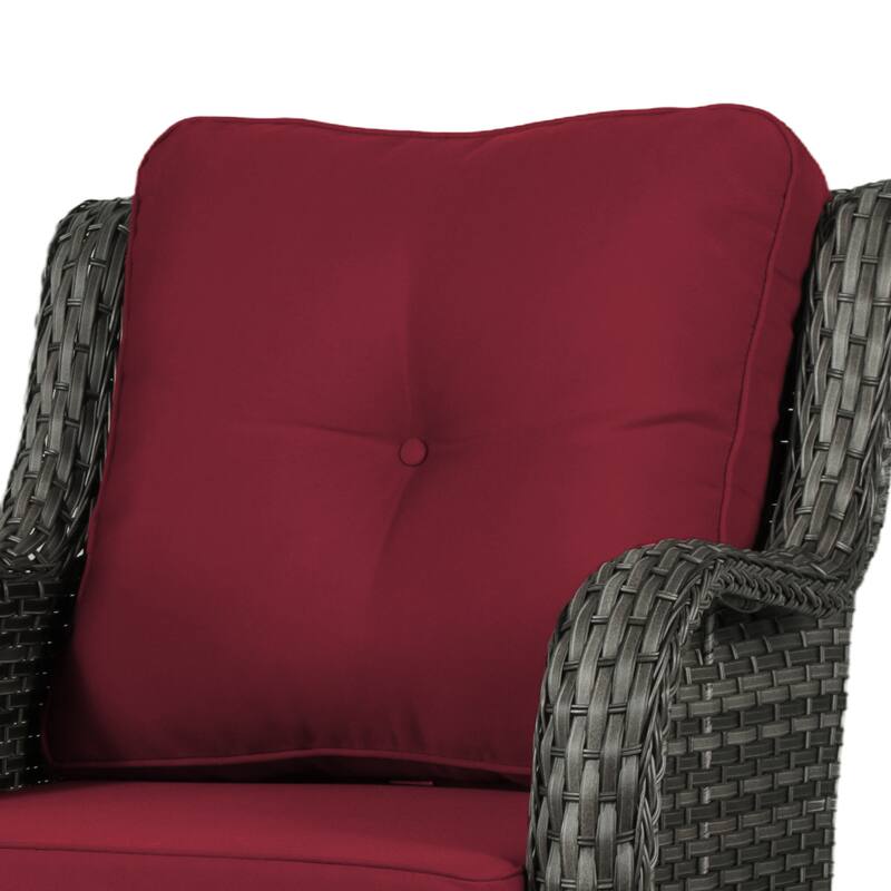 3 Pieces Patio Bistro Set Outdoor Swivel Rocking Chair with Side Table