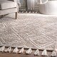 preview thumbnail 7 of 18, Nuloom Handmade Plush Boho Tribal Diamond Tassel Shag Rug 5' x 8' - Tan - Rectangle