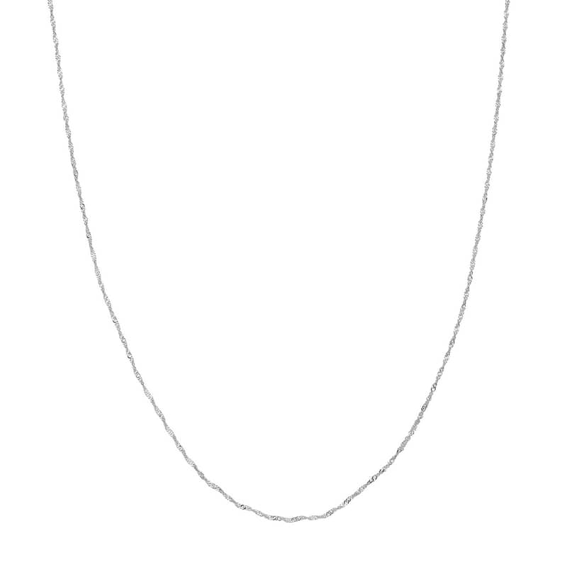 Curata 10k White Gold 1.15mm Singapore Chain Necklace (Spring Ring)