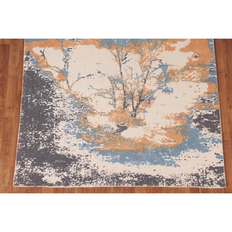 Nature Print Abstract Modern Area Rug Handmade Wool Carpet - 5'3"x 7'7"