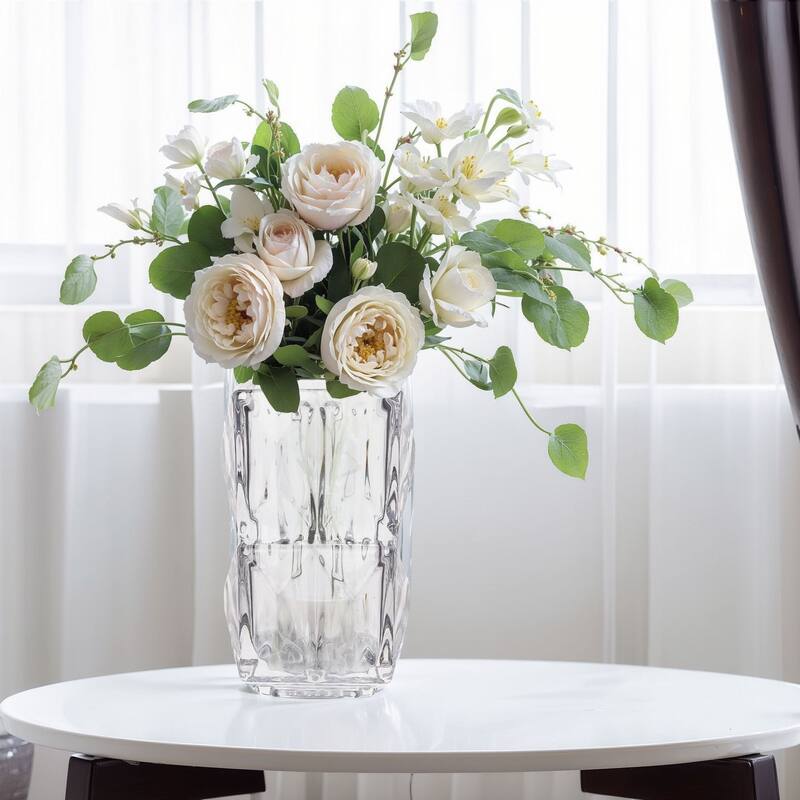 Javlergo Clear Glass Flower Vases for Centerpiece Table Indoor Desk Decor, Crystal Vase, Flower Vase Thickening Design Suitable - Small