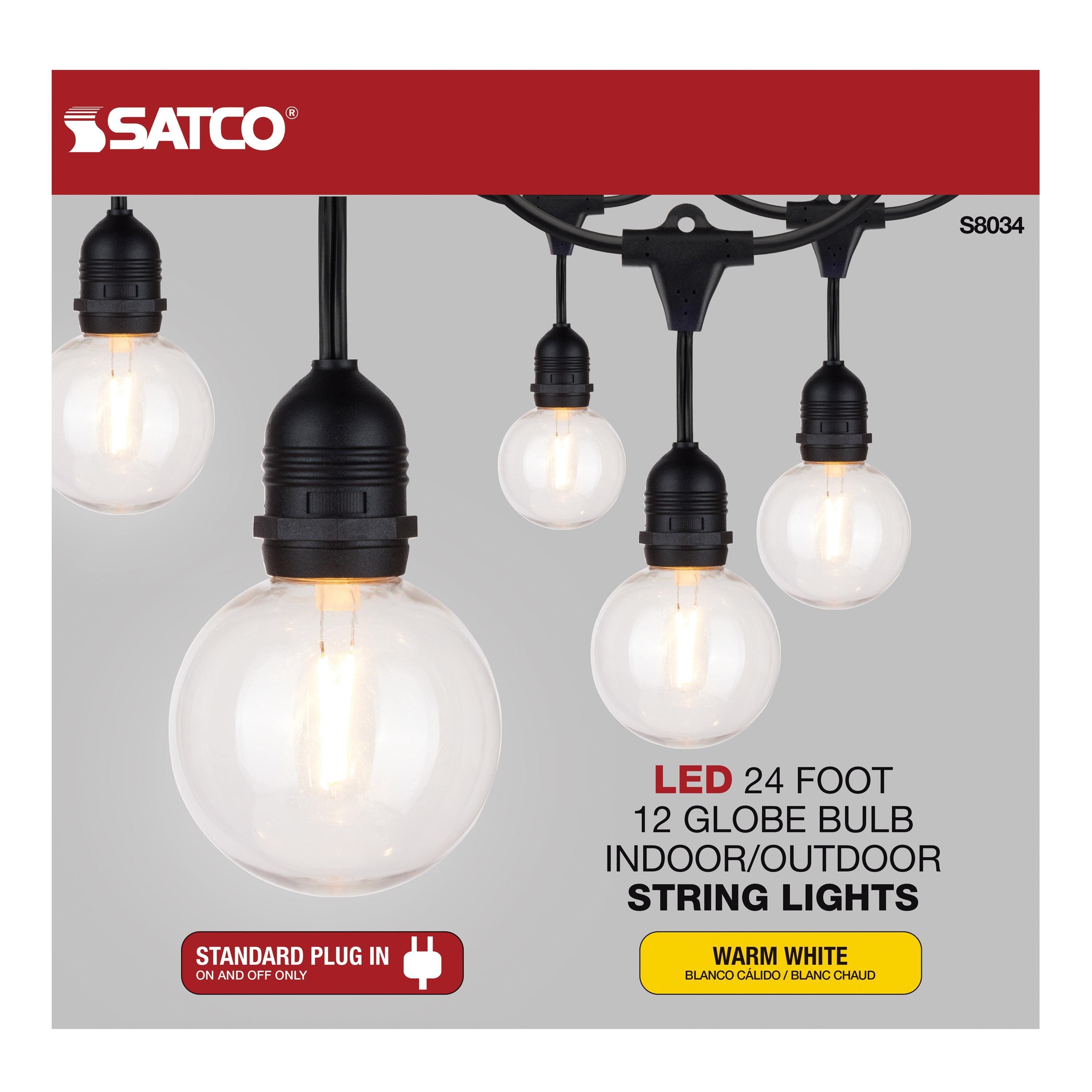 Satco LED White String Light, 24 ft