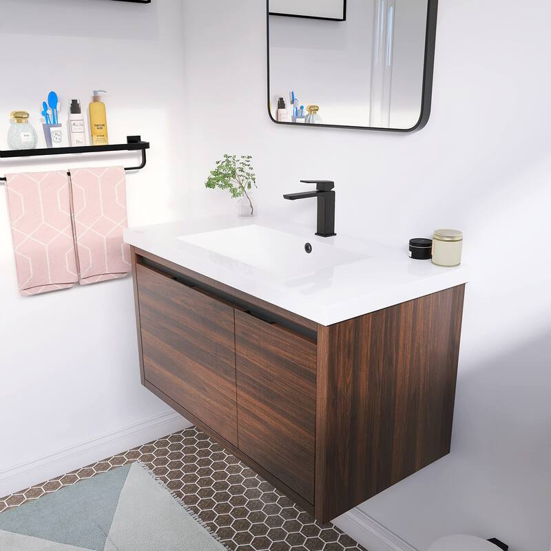 Beingnext 24"/30"/48" Bathroom Vanity with Sink, Floating Bathroom Vanity With Soft Close Door
