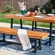 preview thumbnail 16 of 19, MAISON ARTS 3PCS Outdoor Patio Dining Table Set Acacia Wood with 1 Rectangular Picnic Coffee Table and 2 Benches