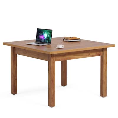 39.4 Inches Square Conference Table with Solid Wood Legs for Meeting Room