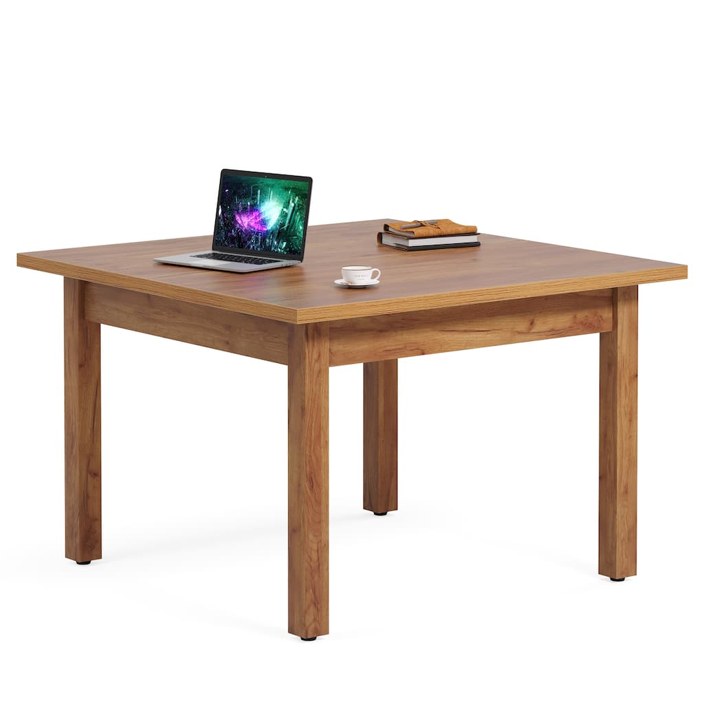 39.4 Inches Square Conference Table with Solid Wood Legs for Meeting Room