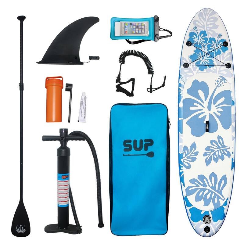 Inflatable Stand Up Paddle Board with Sup Accessories, 10'6'' Inflatable Paddle Boards - Blue flowers