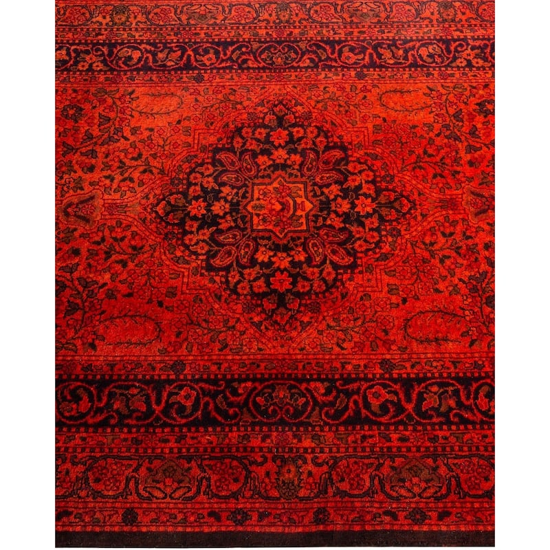 Overton Hand Knotted Wool Vintage Inspired Modern Contemporary Overdyed Orange Area Rug - 3' 2" x 5' 2"