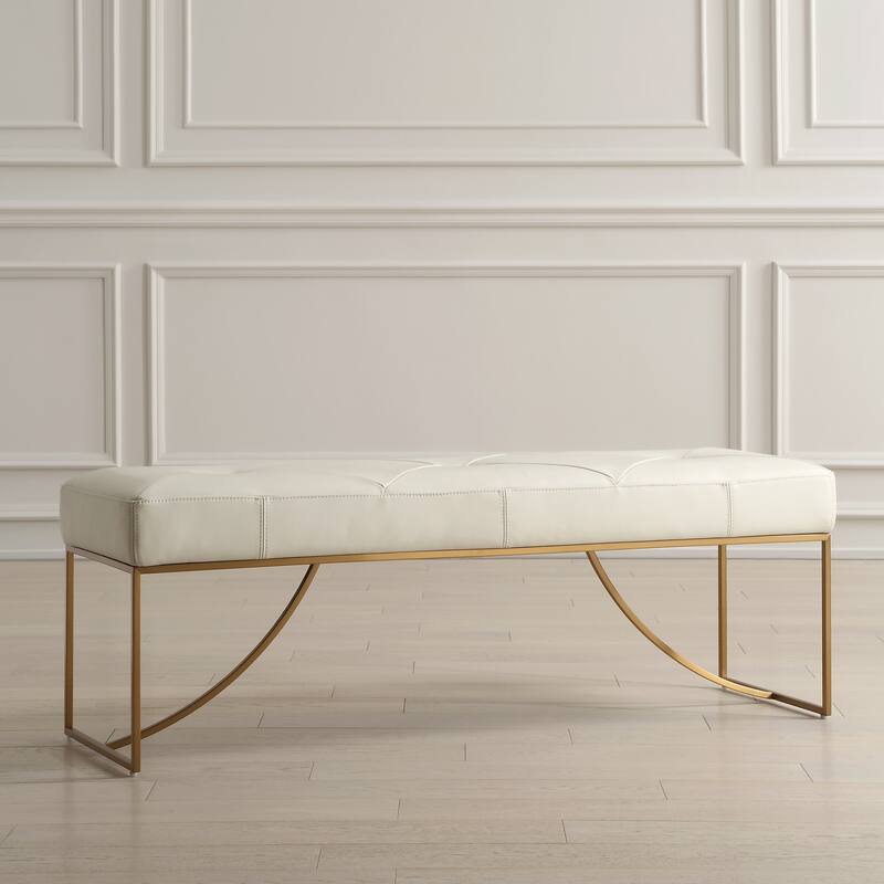 Uttermost 23843 Swale 53" Wide Stainless Steel Framed Leather Bench