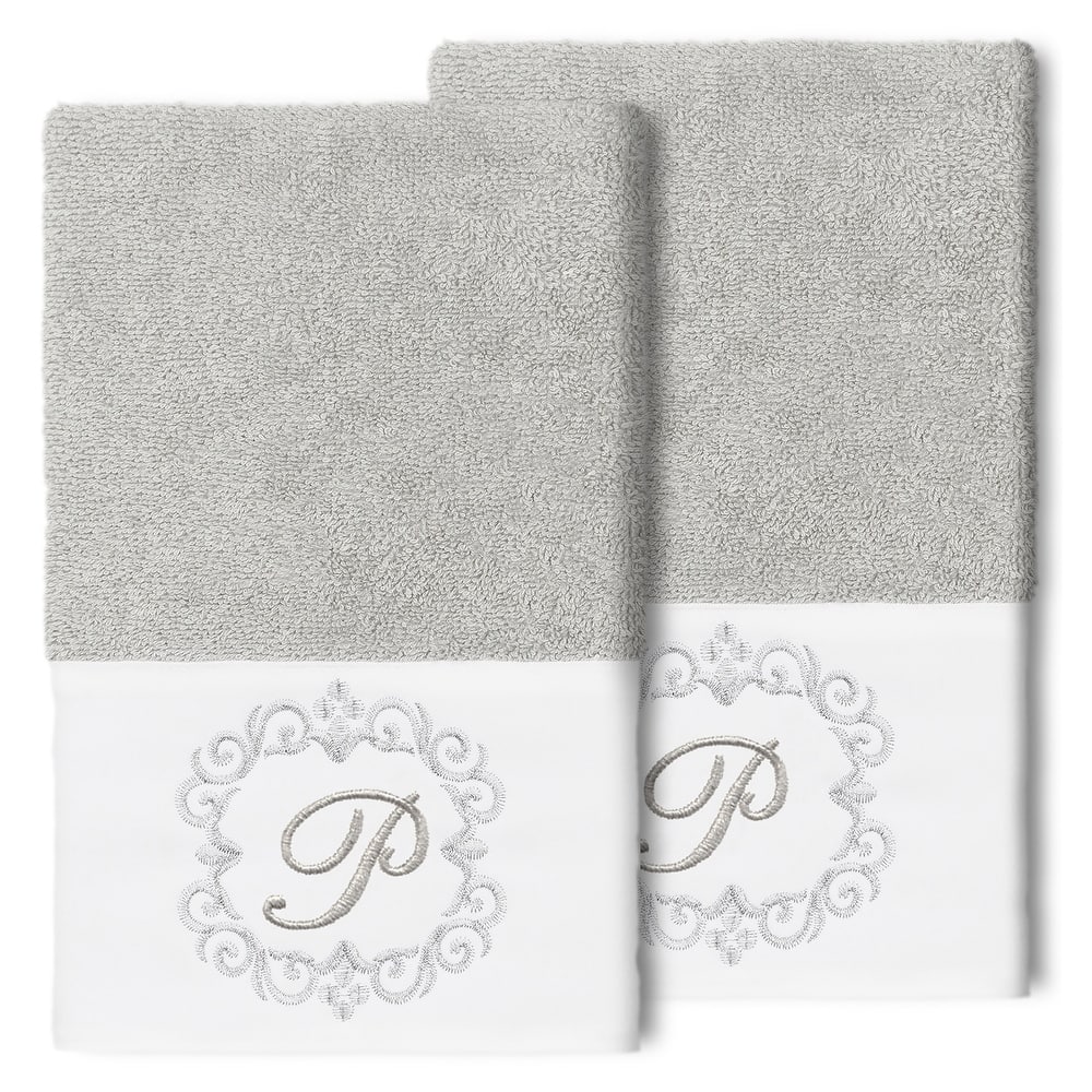 Authentic Hotel and Spa 100% Turkish Cotton Monica 2PC Embellished Hand Towel Set