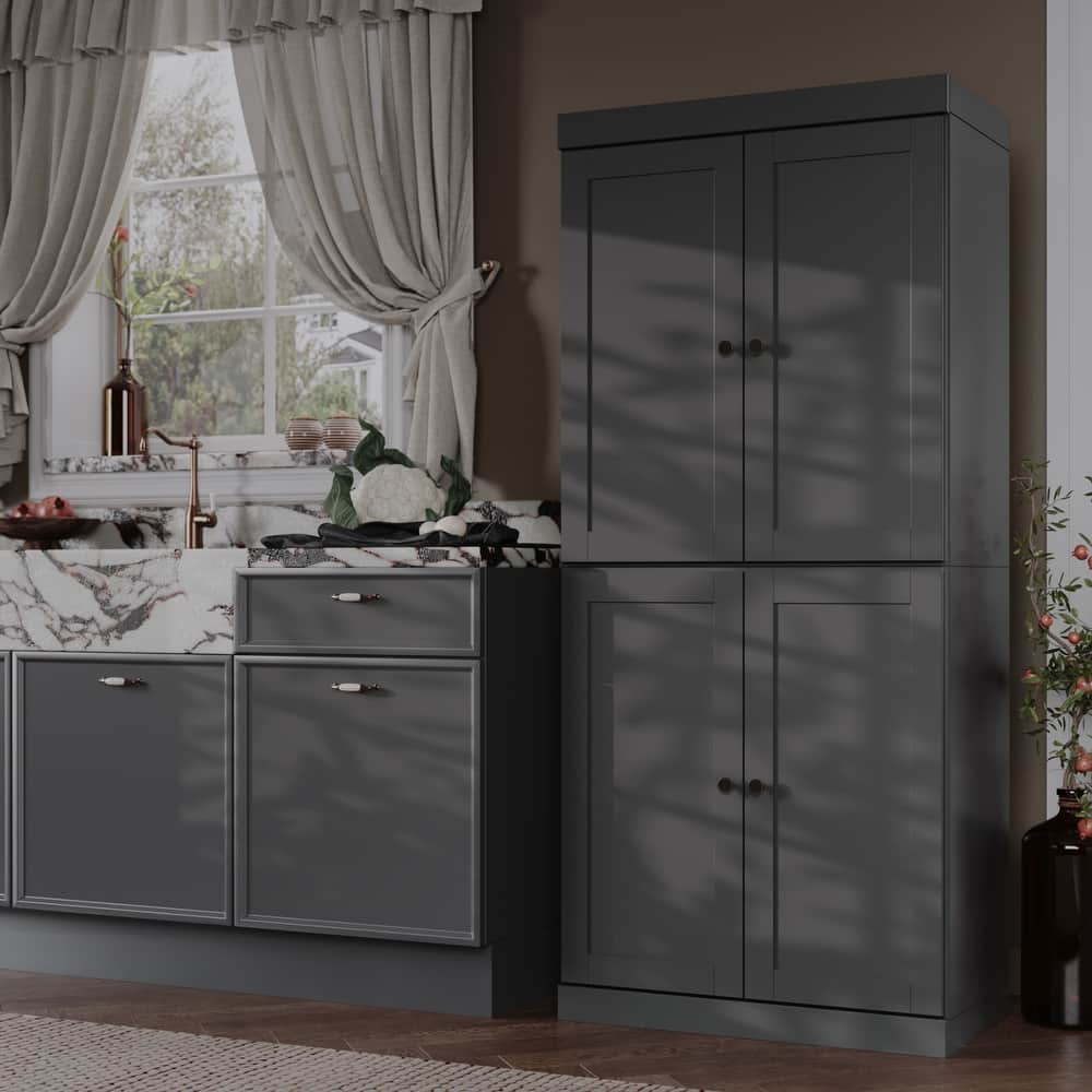 Palace Imports 100% Solid Wood Pantry Cabinet, Shaker Doors, Adjustable Shelves, 32" Wide, 71.5" Tall