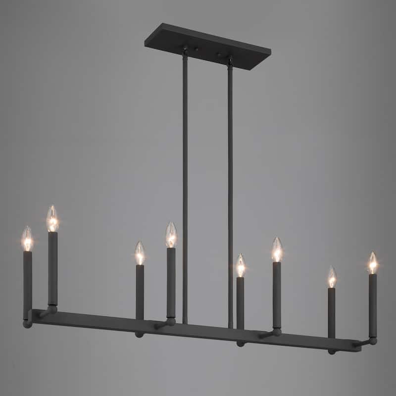 Acroma 8-lights 43.3In Dimmable Modern Gold Linear Chandelier for Dining Room - 8-light - Matte Black